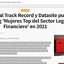 Transactional Track Record y Datasite publican el ranking 'Mujeres Top del Sector Legal y Financiero' en 2021